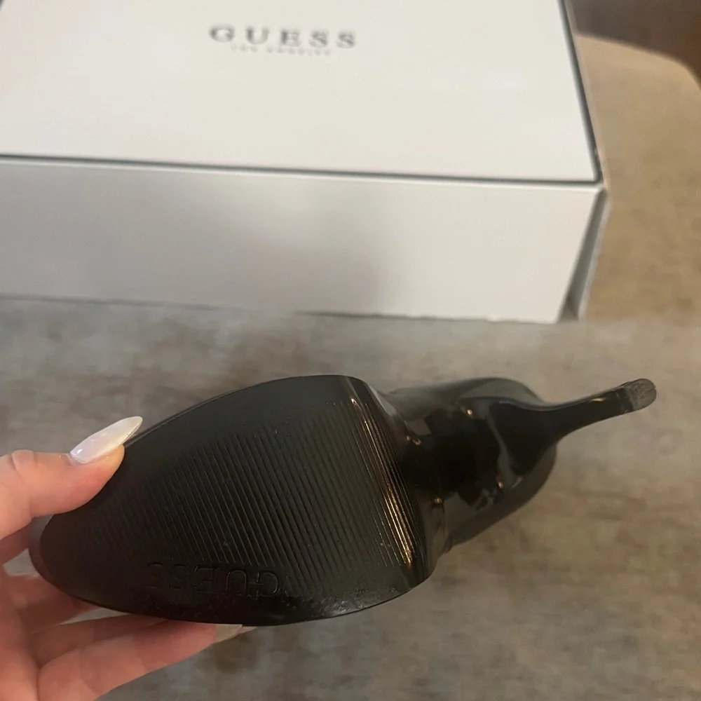 🔘Guess “caddy” Elegant Black Leather Women's platform ankle Boots - Picture 4 of 6